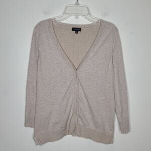 The Limited tan cotton blend long sleeve v-neck cardigan sweater - small